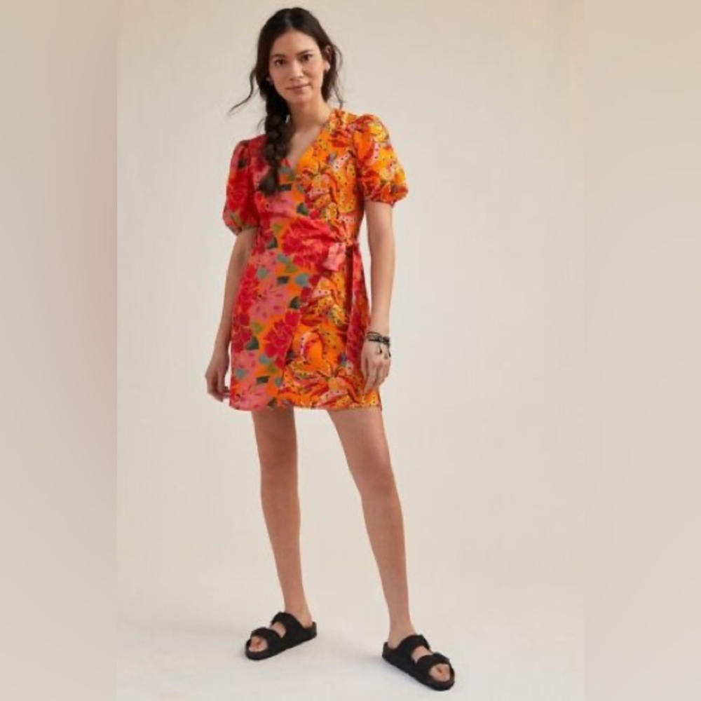 FARM RIO MARBELLA WRAP MINI DRESS